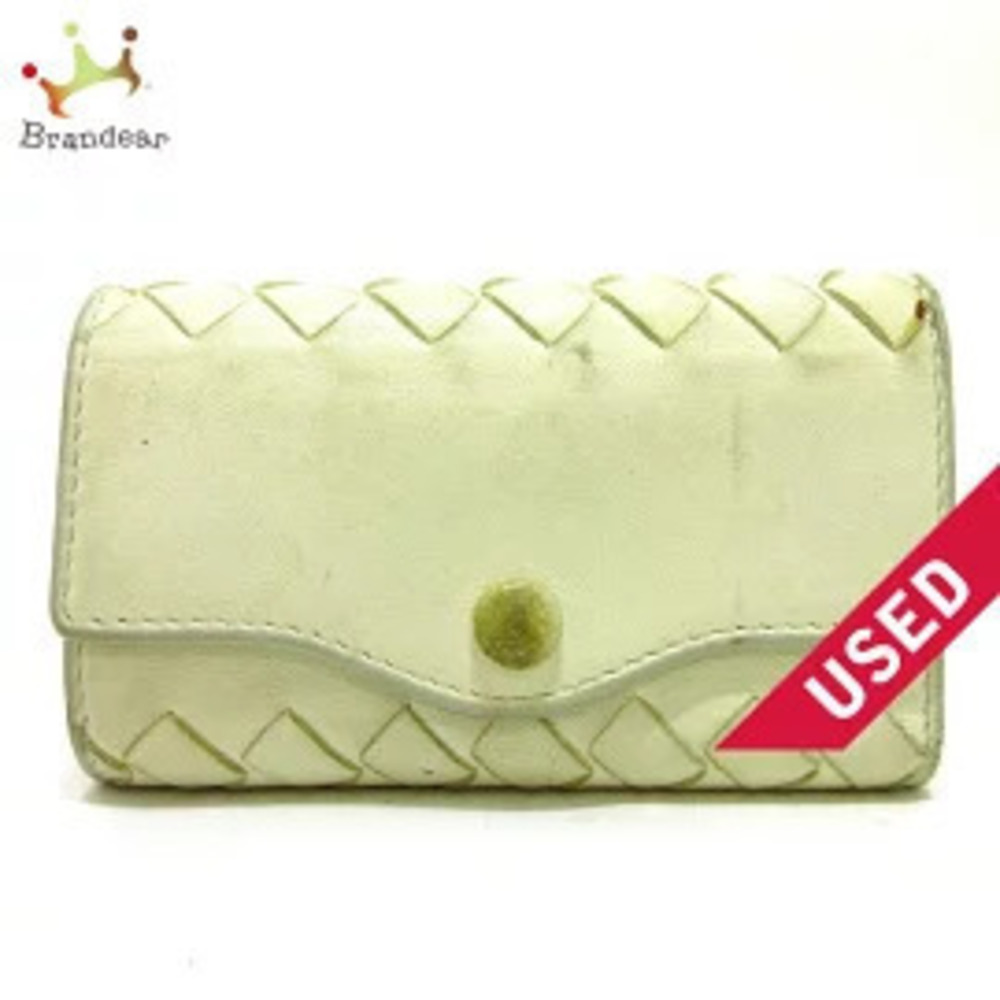 BOTTEGA VENETA Intrecciato Key Case Wallet Hooks Ivory White Leather